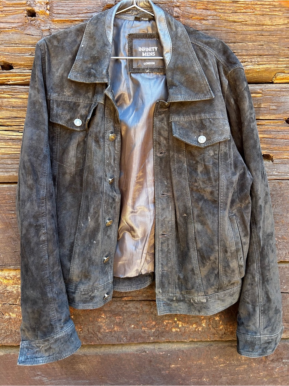 INFINITY Men's Black Suede trucker Jacket